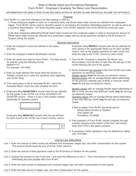 Instructions for Form RI-941 Employer's Quarterly Tax Return and Reconciliation - Rhode Island