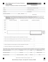 Document preview: Form RI-941 Employer's Quarterly Tax Return and Reconciliation - Rhode Island