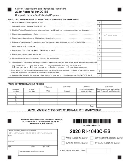 Form RI-1040C-ES 2020 Printable Pdf