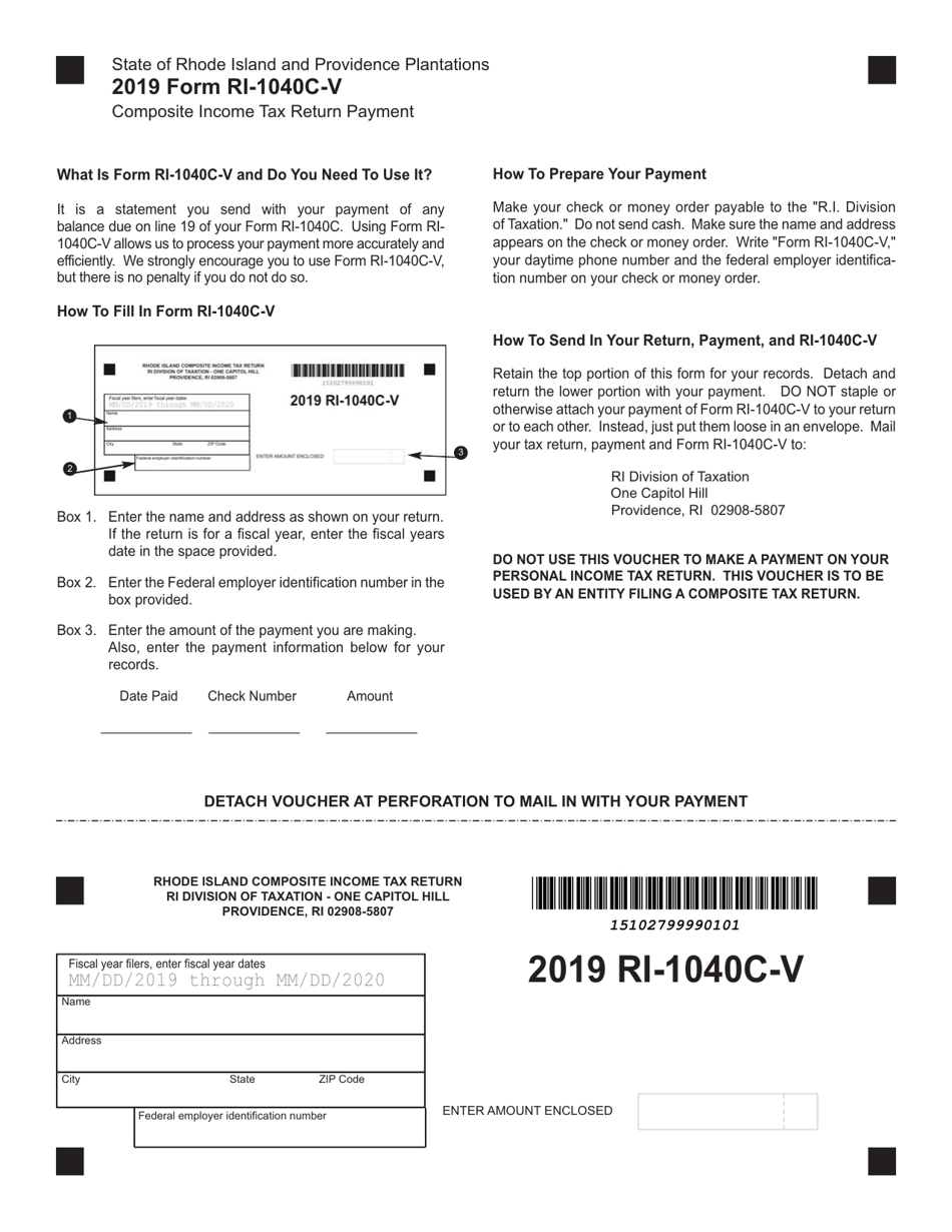 Form RI-1040C-V Composite Income Tax Return Payment - Rhode Island, Page 1