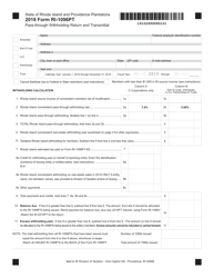 Form RI-1096PT &quot;Pass-Through Withholding Return and Transmittal&quot; - Rhode Island
