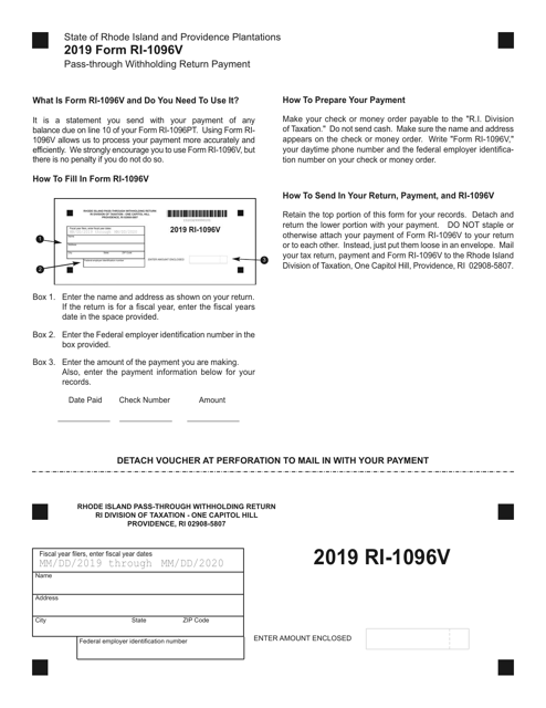 Form RI-1096V 2019 Printable Pdf