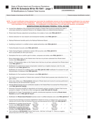 Form RI-1041 Schedule M Ri(modifications to Federal Total Income - Rhode Island