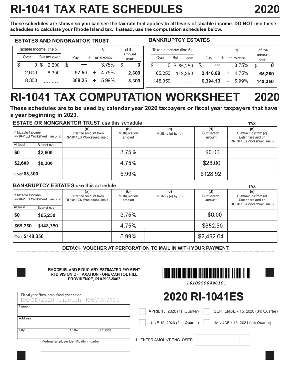 Form RI-1041ES Rhode Island Fiduciary Estimated Payment Coupons - Rhode Island, Page 3