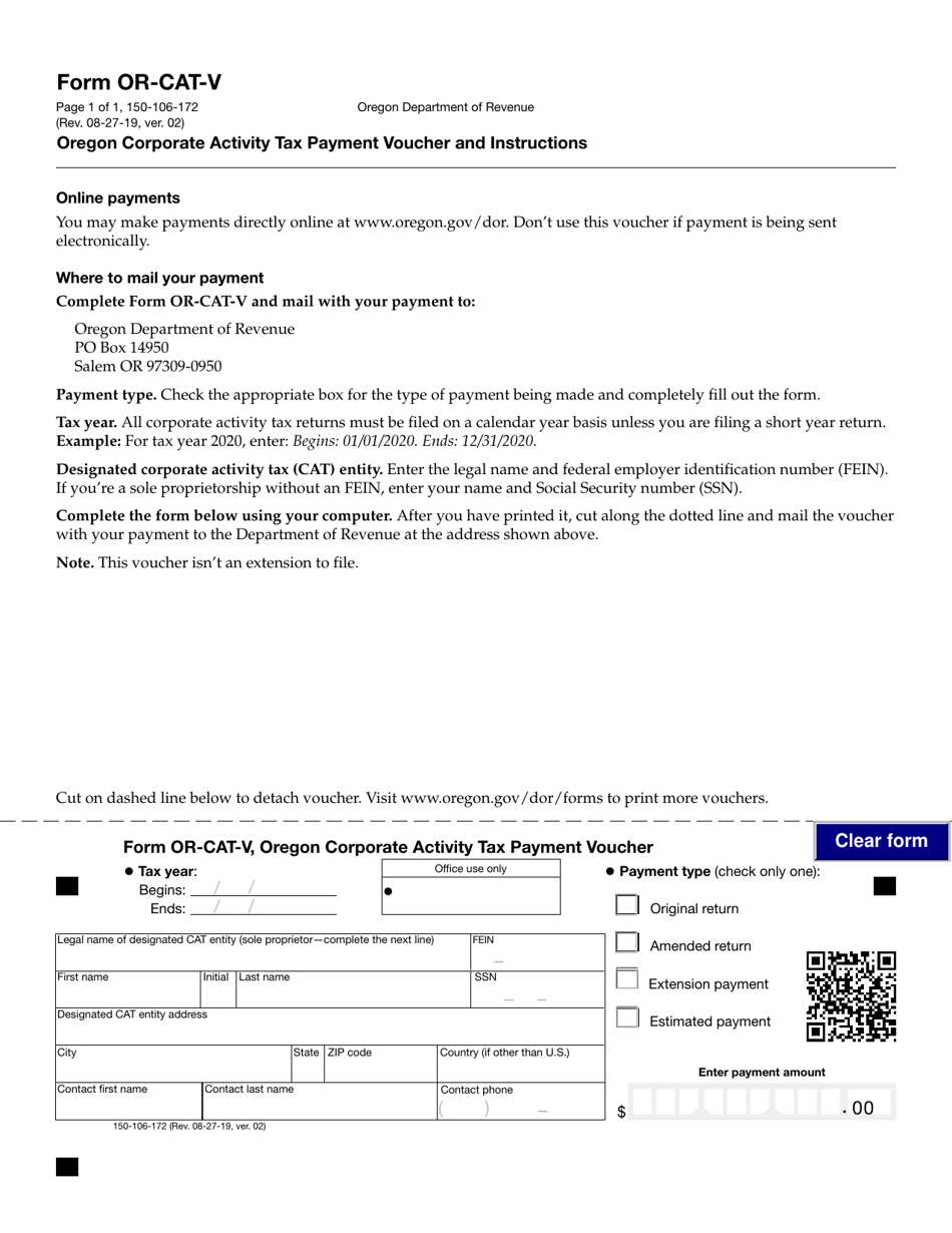 Form ORCATV (150106172) Download Fillable PDF or Fill Online Oregon