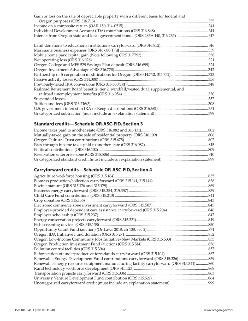 Instructions for Form OR-41, 150-101-041 Oregon Fiduciary Income Tax Return - Oregon, Page 12