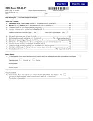 Form OR-40-P (150-101-055) &quot;Oregon Individual Income Tax Return for Part-Year Residents&quot; - Oregon, Page 4