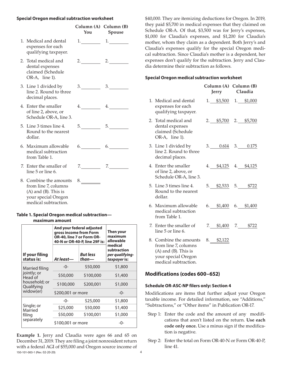 Instructions for Form 150-101-063 Schedule OR-ASC, OR-ASC-NP - Oregon, Page 4