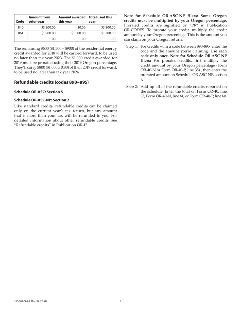 Instructions for Form 150-101-063 Schedule OR-ASC, OR-ASC-NP - Oregon, Page 7