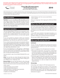 Document preview: Instructions for Form OR-LTD, 150-560-001 Lane Transit District Self-employment Tax - Oregon
