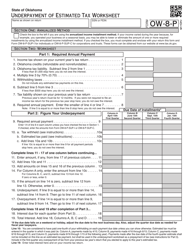 Form OW-8-P Underpayment of Estimated Tax Worksheet - Oklahoma