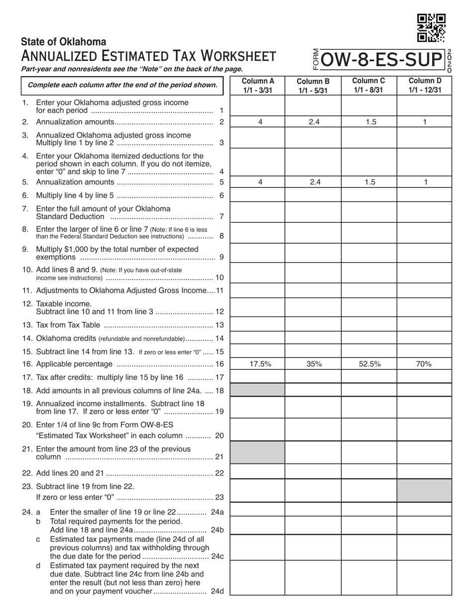 Form OW-8-ES-SUP - 2020 - Fill Out, Sign Online and Download Fillable ...