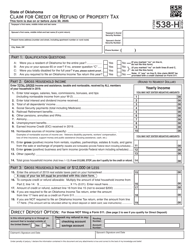 Form 538-H Claim for Credit or Refund of Property Tax - Oklahoma