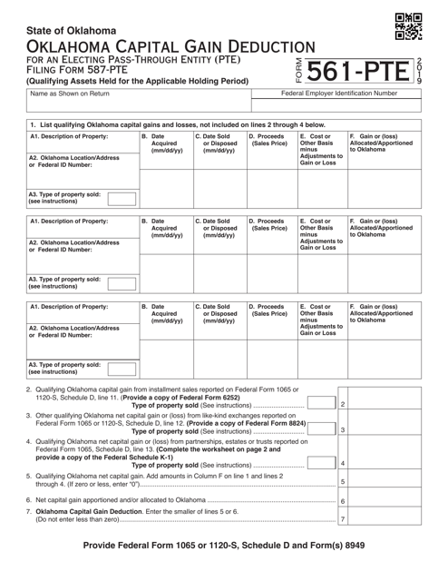 Form 561-PTE 2019 Printable Pdf
