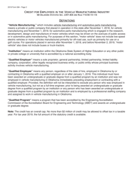 Form 584 Credit for Employees in the Vehicle Manufacturing Industry - Oklahoma, Page 2