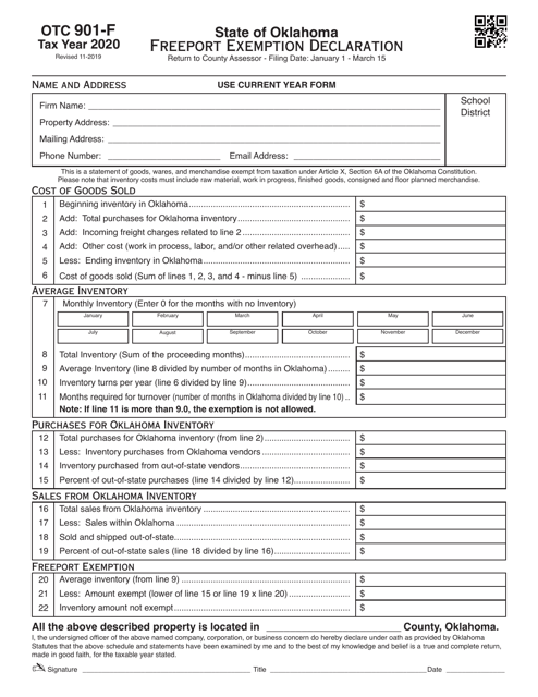 OTC Form 901-F 2020 Printable Pdf