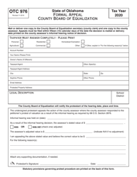 OTC Form 976 Formal Appeal - County Board of Equalization - Oklahoma
