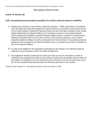 OTC Form 998-A Application for 100% Disabled Veterans Household Personal Property Tax Exemption - Oklahoma, Page 2