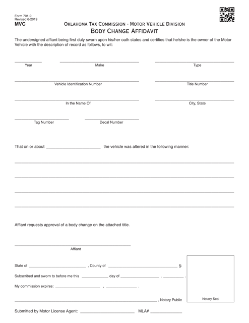 Form 701-9 Download Fillable PDF or Fill Online Body Change Affidavit Sns-Brigh10