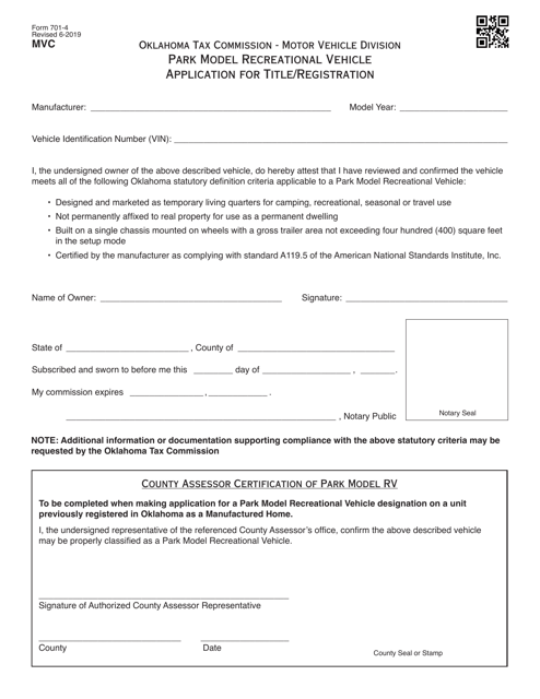 Form 701-4  Printable Pdf