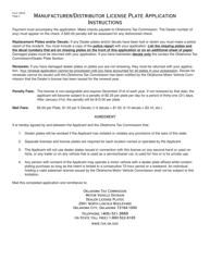 Form 796-B Manufacturer/Distributor License Plate Application - Oklahoma, Page 2