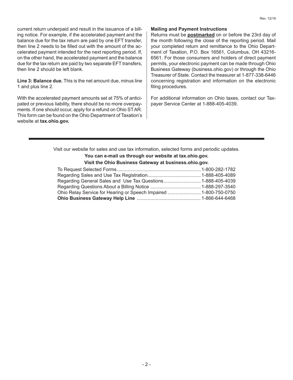 Instructions for Form UUT1 Universal Use Tax Return - Ohio, Page 2