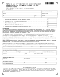 Document preview: Form 40-QR (28755) Application for Quick Refund of Overpayment of Estimated Income Tax for Corporations - North Dakota