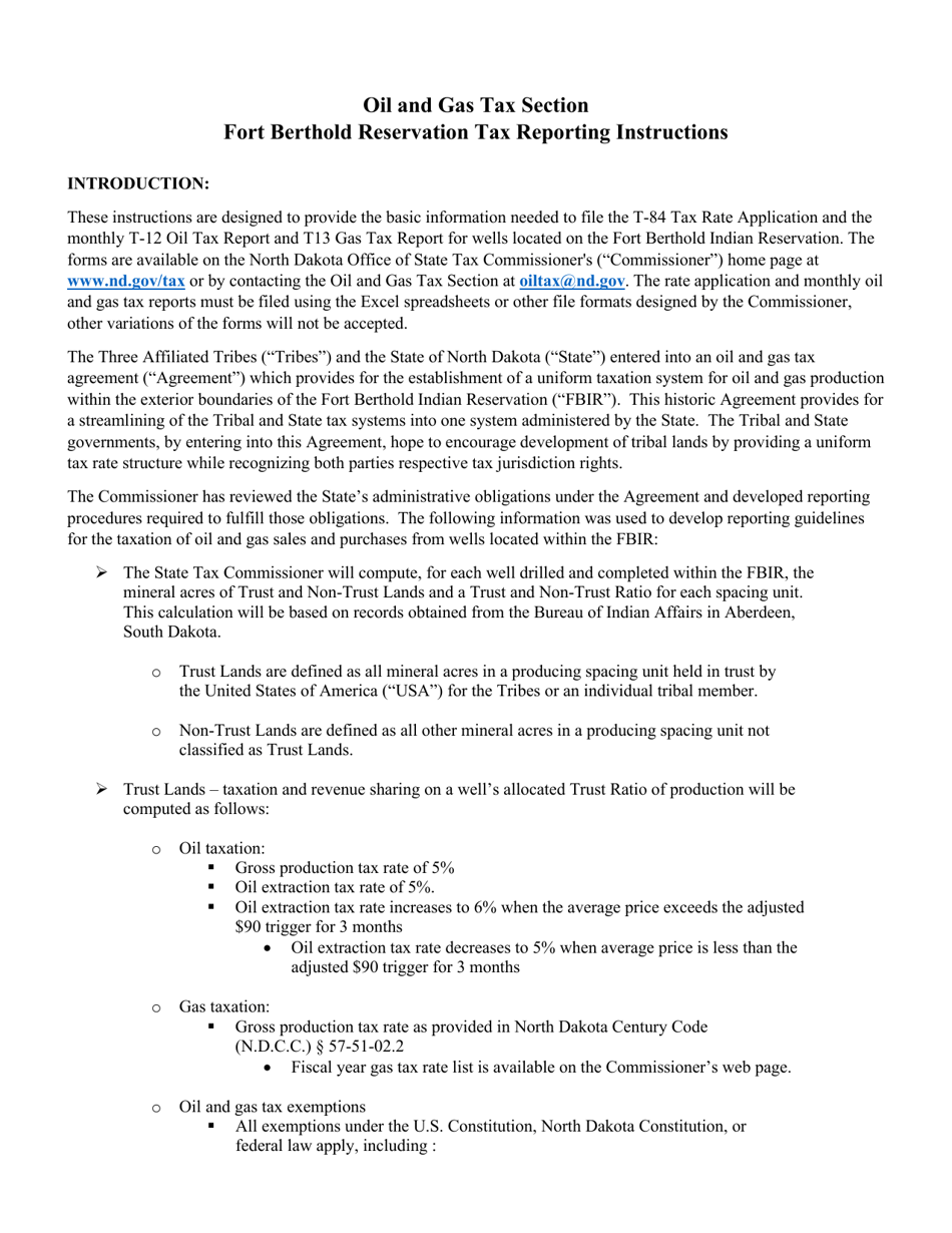 Instructions for Form T-84, T-12, T-13 - North Dakota, Page 2
