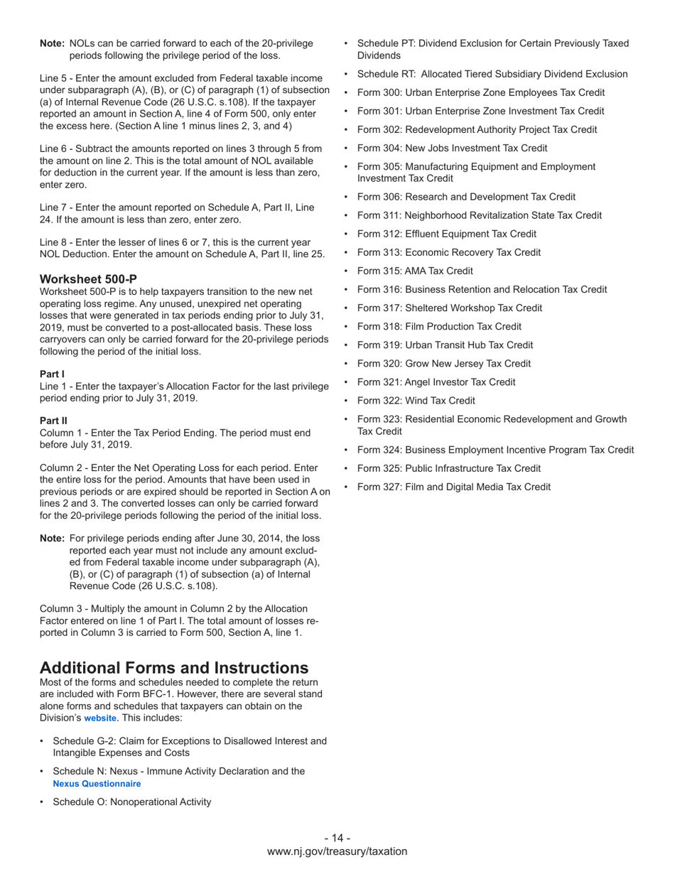 Instructions for Form BFC-1, BFC-150, BFC-160-A, BFC-160-B, BFC-200-T - New Jersey, Page 16