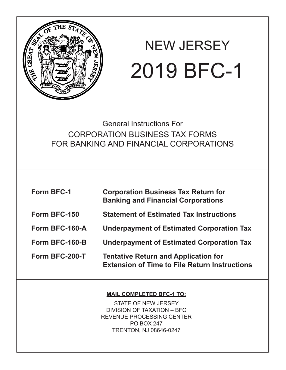 Instructions for Form BFC-1, BFC-150, BFC-160-A, BFC-160-B, BFC-200-T - New Jersey, Page 1