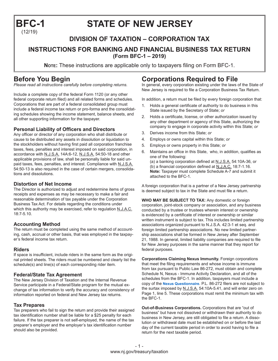 Instructions for Form BFC-1, BFC-150, BFC-160-A, BFC-160-B, BFC-200-T - New Jersey, Page 3
