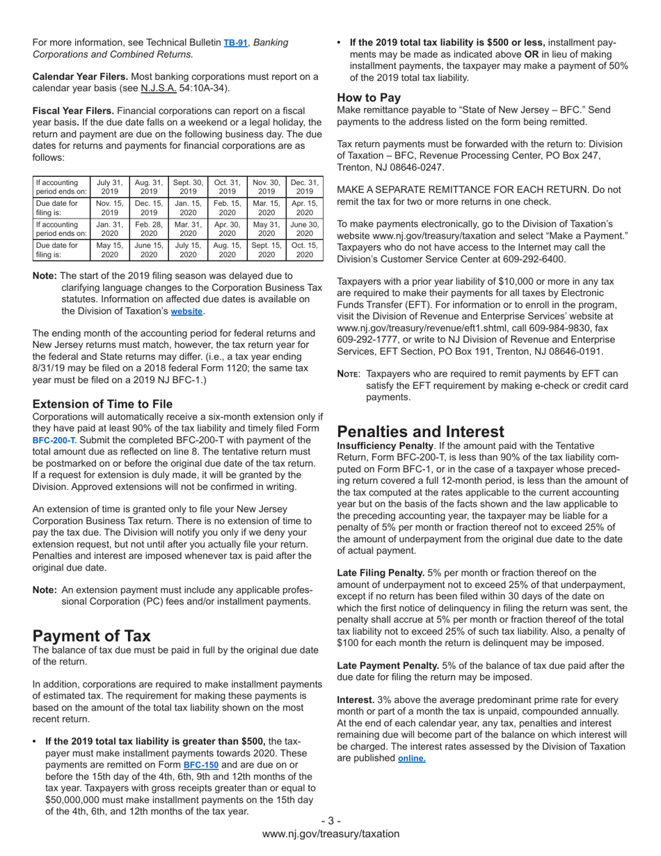 Instructions for Form BFC-1, BFC-150, BFC-160-A, BFC-160-B, BFC-200-T - New Jersey, Page 5
