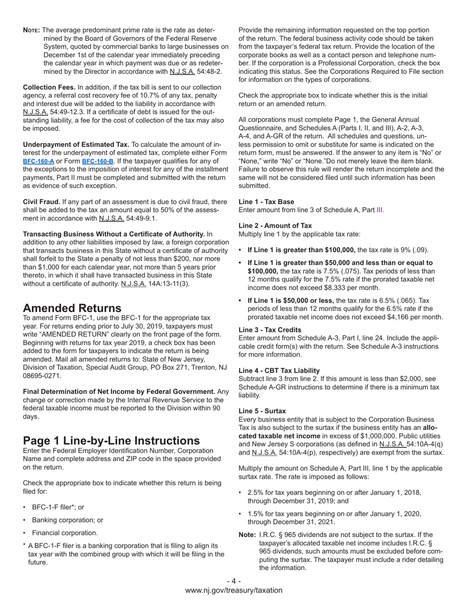 Instructions for Form BFC-1, BFC-150, BFC-160-A, BFC-160-B, BFC-200-T - New Jersey, Page 6