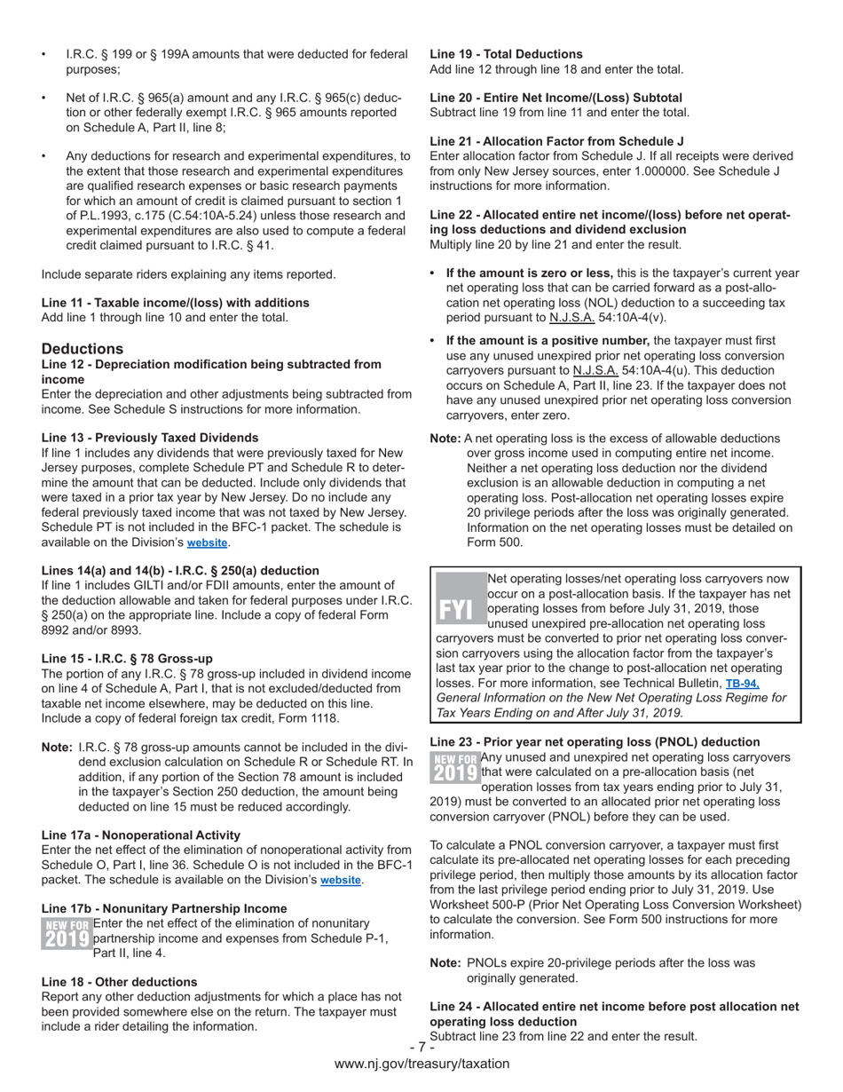 Instructions for Form BFC-1, BFC-150, BFC-160-A, BFC-160-B, BFC-200-T - New Jersey, Page 9