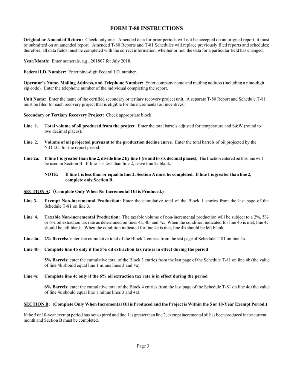 Instructions for Form T-80 Schedule T-81 - North Dakota, Page 4