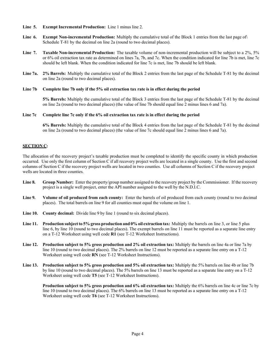 Instructions for Form T-80 Schedule T-81 - North Dakota, Page 5