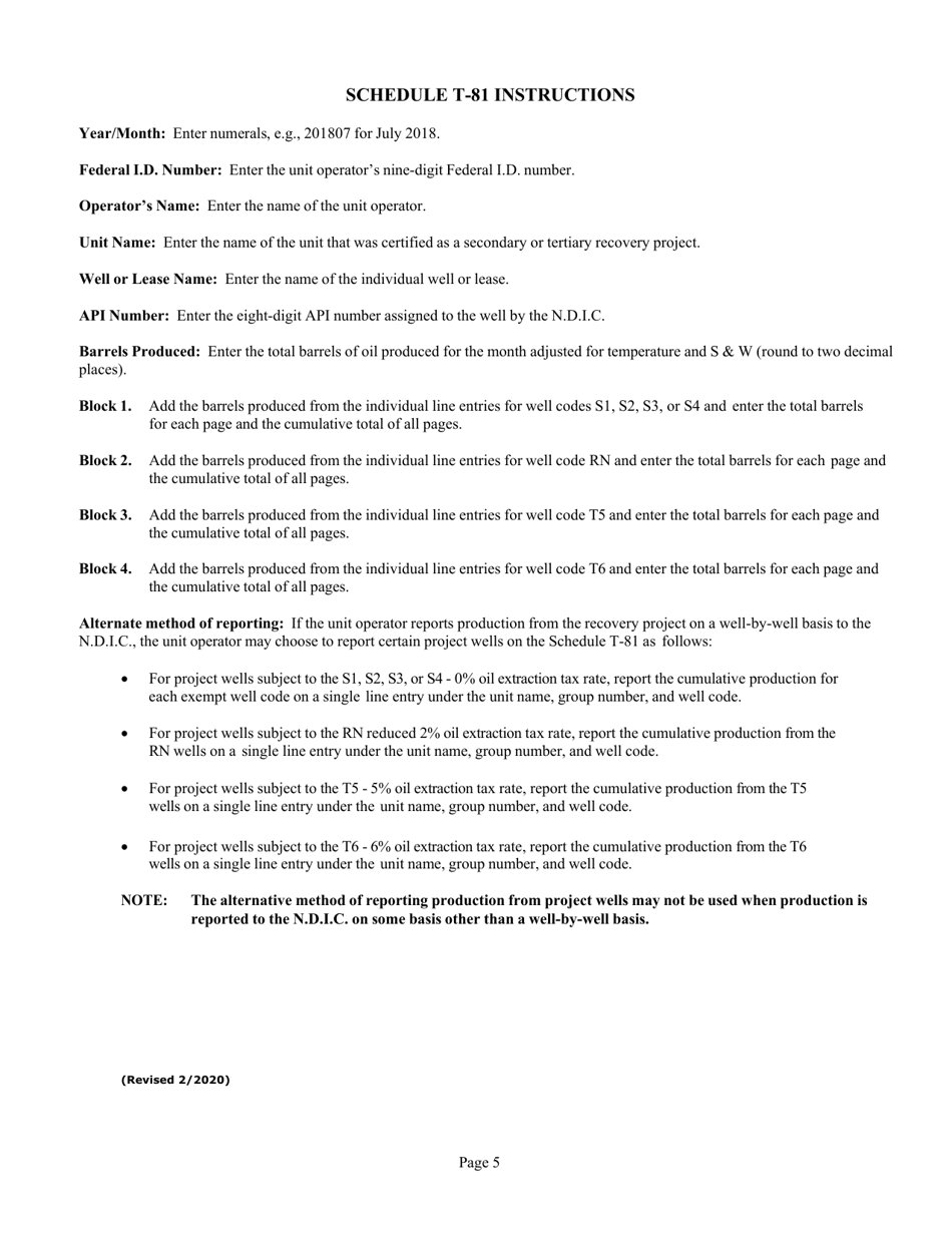 Instructions for Form T-80 Schedule T-81 - North Dakota, Page 6