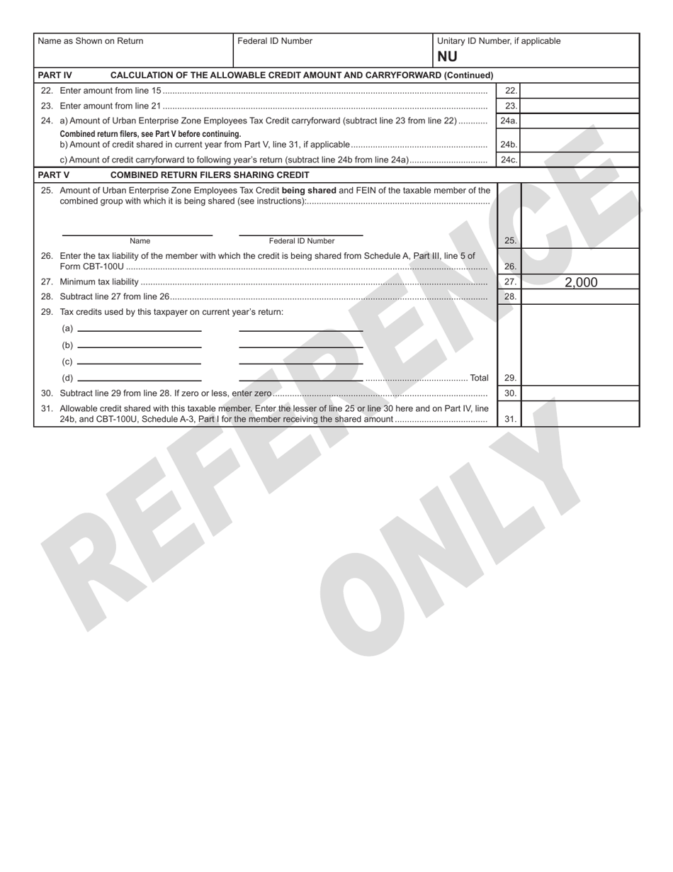 Form 300 Urban Enterprise Zone Employees Tax Credit and Credit Carry Forward - New Jersey, Page 2