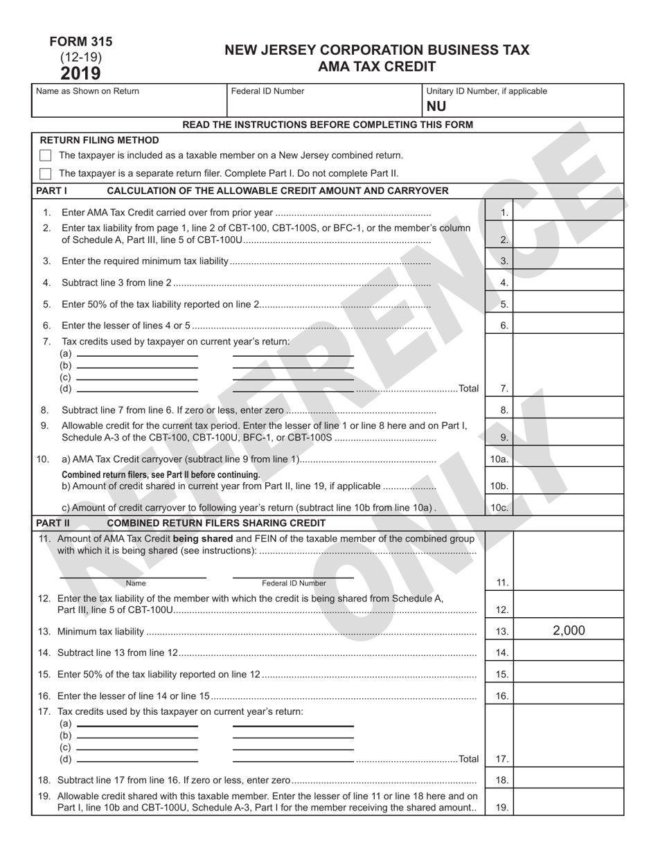form-315-download-printable-pdf-or-fill-online-ama-tax-credit-2019