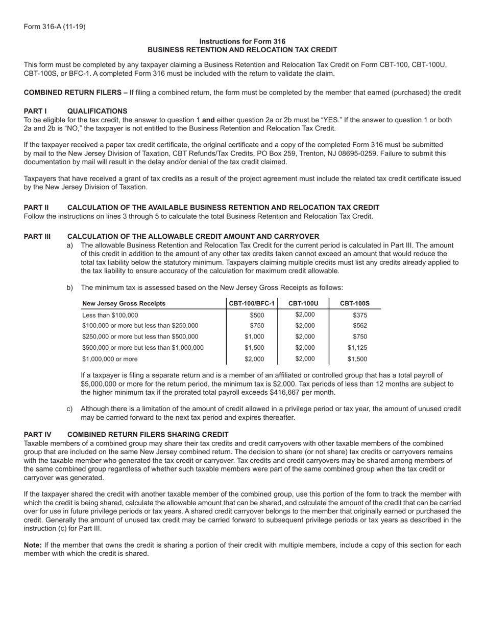 Form 316 Business Retention and Relocation Tax Credit - New Jersey, Page 3