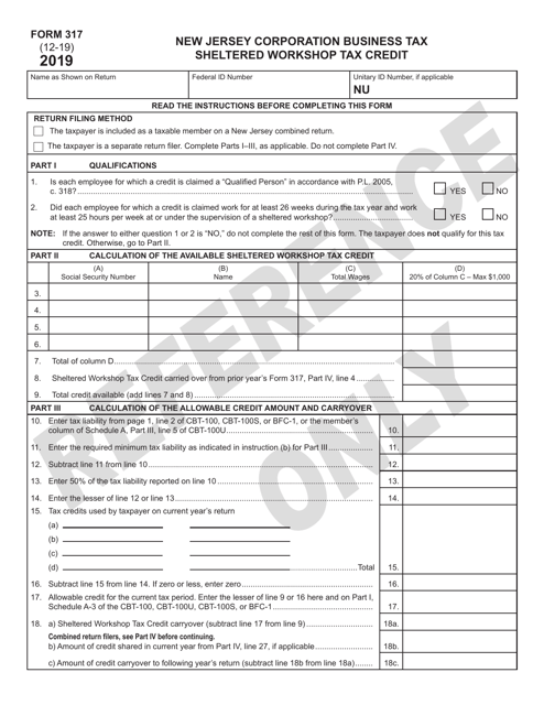 Form 317 Download Printable PDF Or Fill Online Sheltered Workshop Tax 