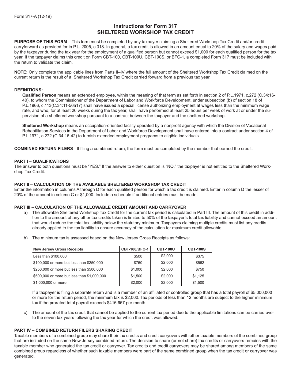 Form 317 Sheltered Workshop Tax Credit - New Jersey, Page 3