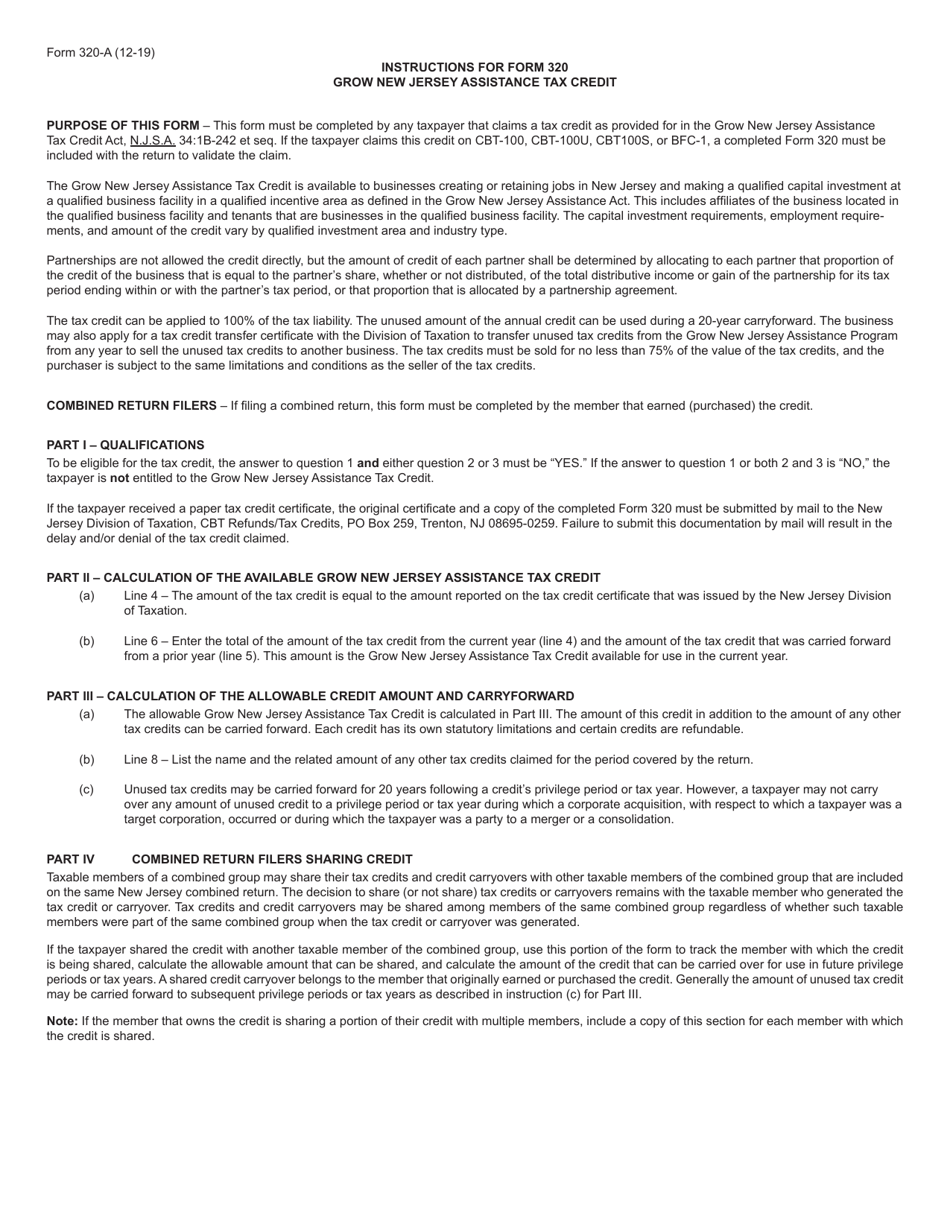 Form 320 Grow New Jersey Assistance Tax Credit - New Jersey, Page 3
