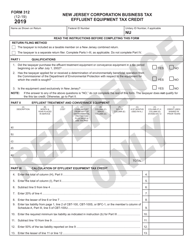 Form 312 Effluent Equipment Tax Credit - New Jersey