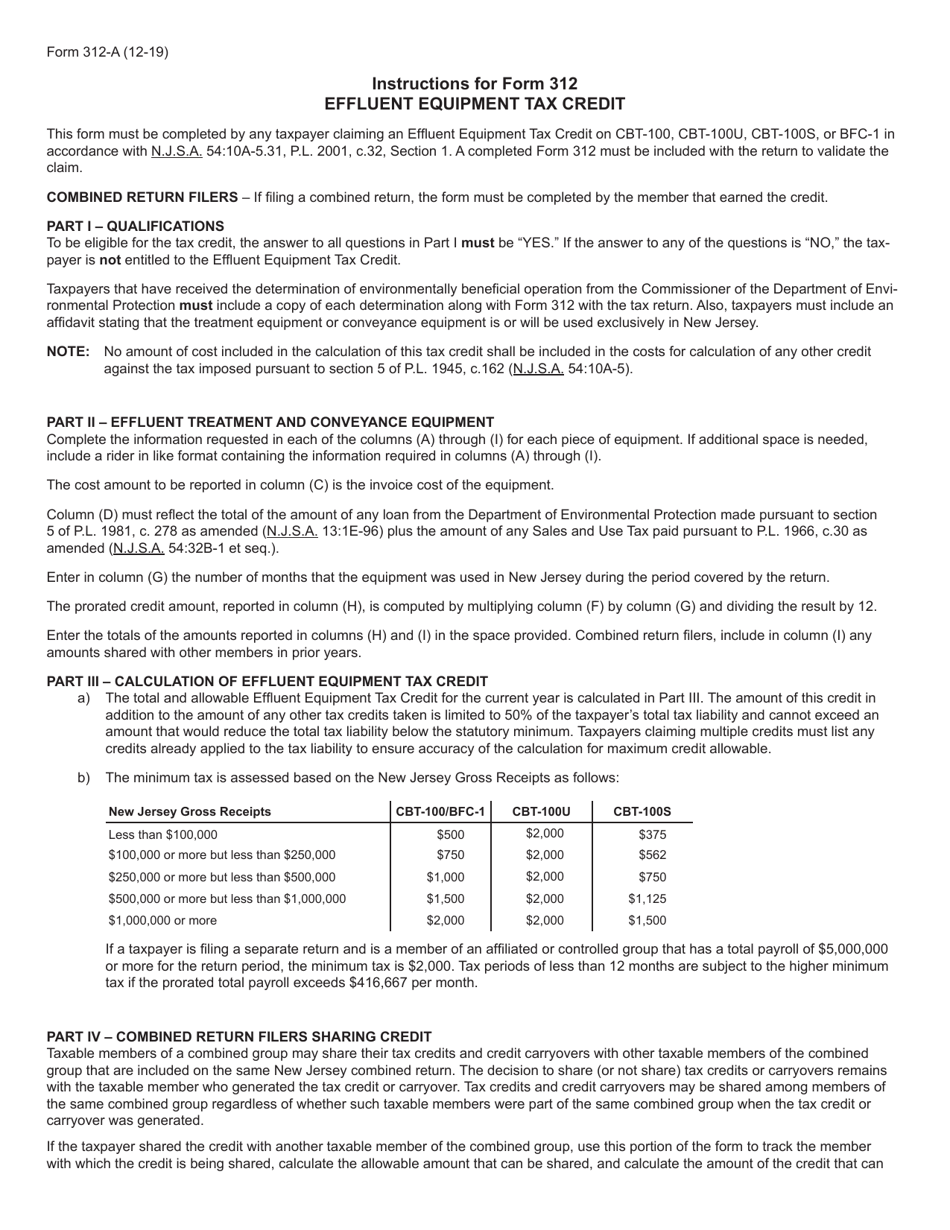 Form 312 Effluent Equipment Tax Credit - New Jersey, Page 3