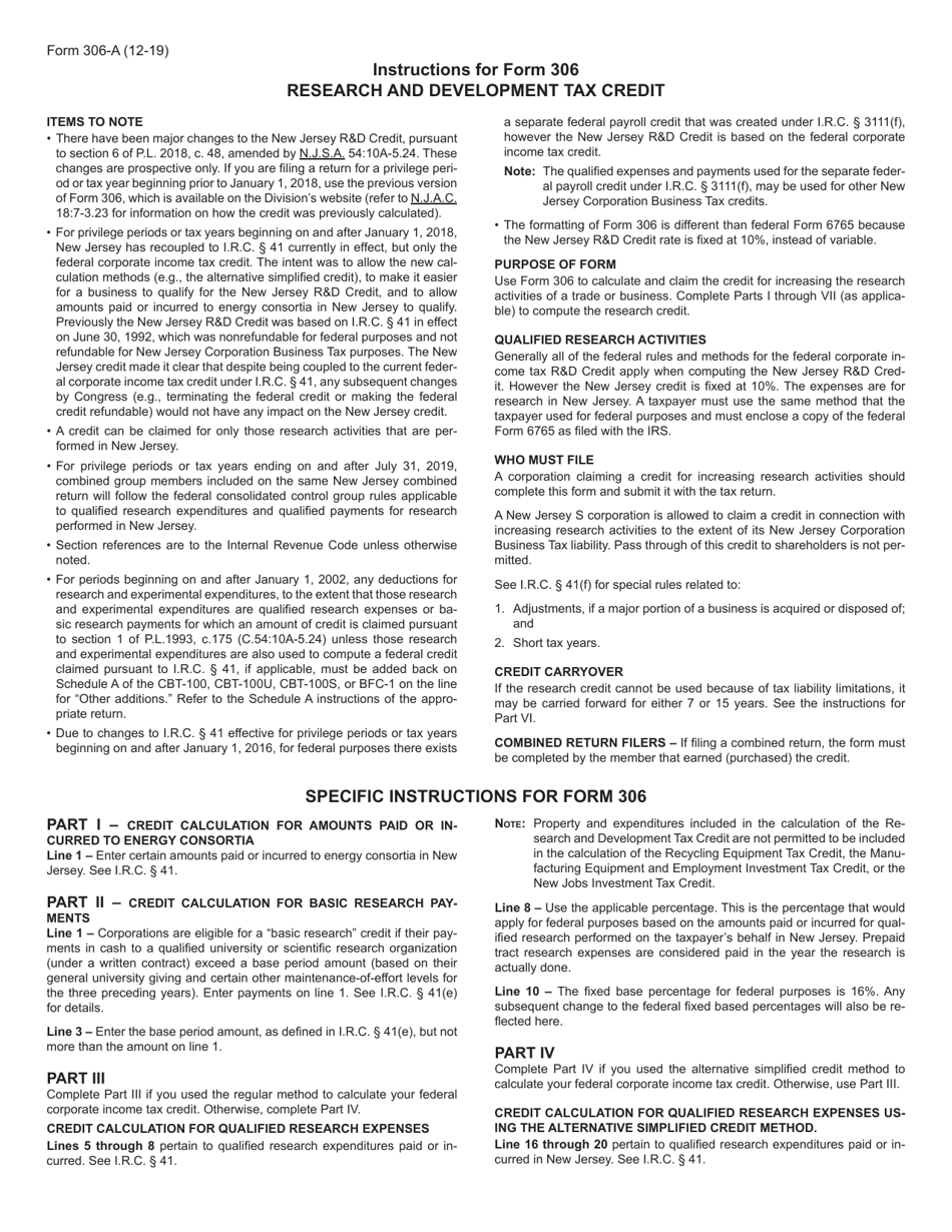 Form 306 Research and Development Tax Credit - New Jersey, Page 4
