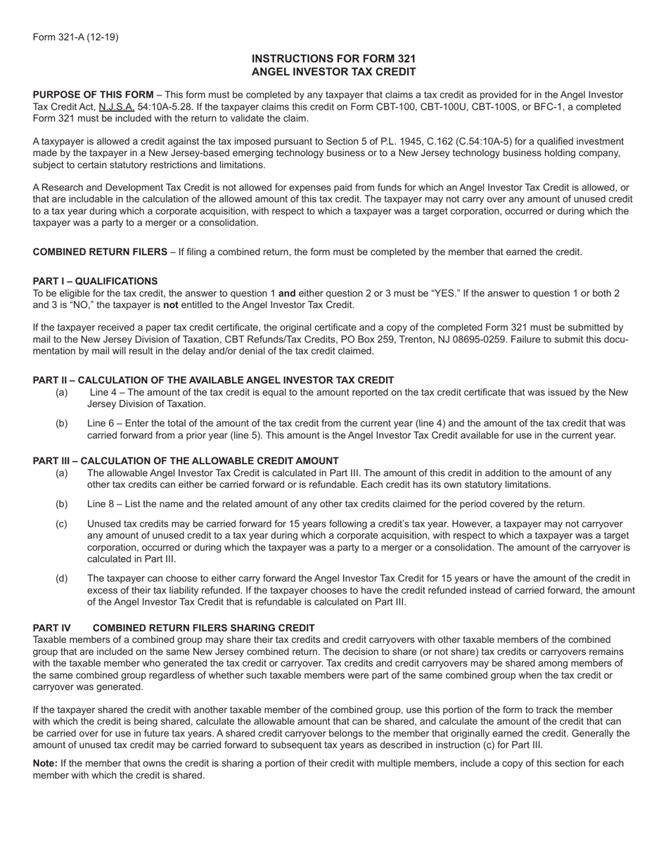 Form 321 Angel Investor Tax Credit - New Jersey, Page 3