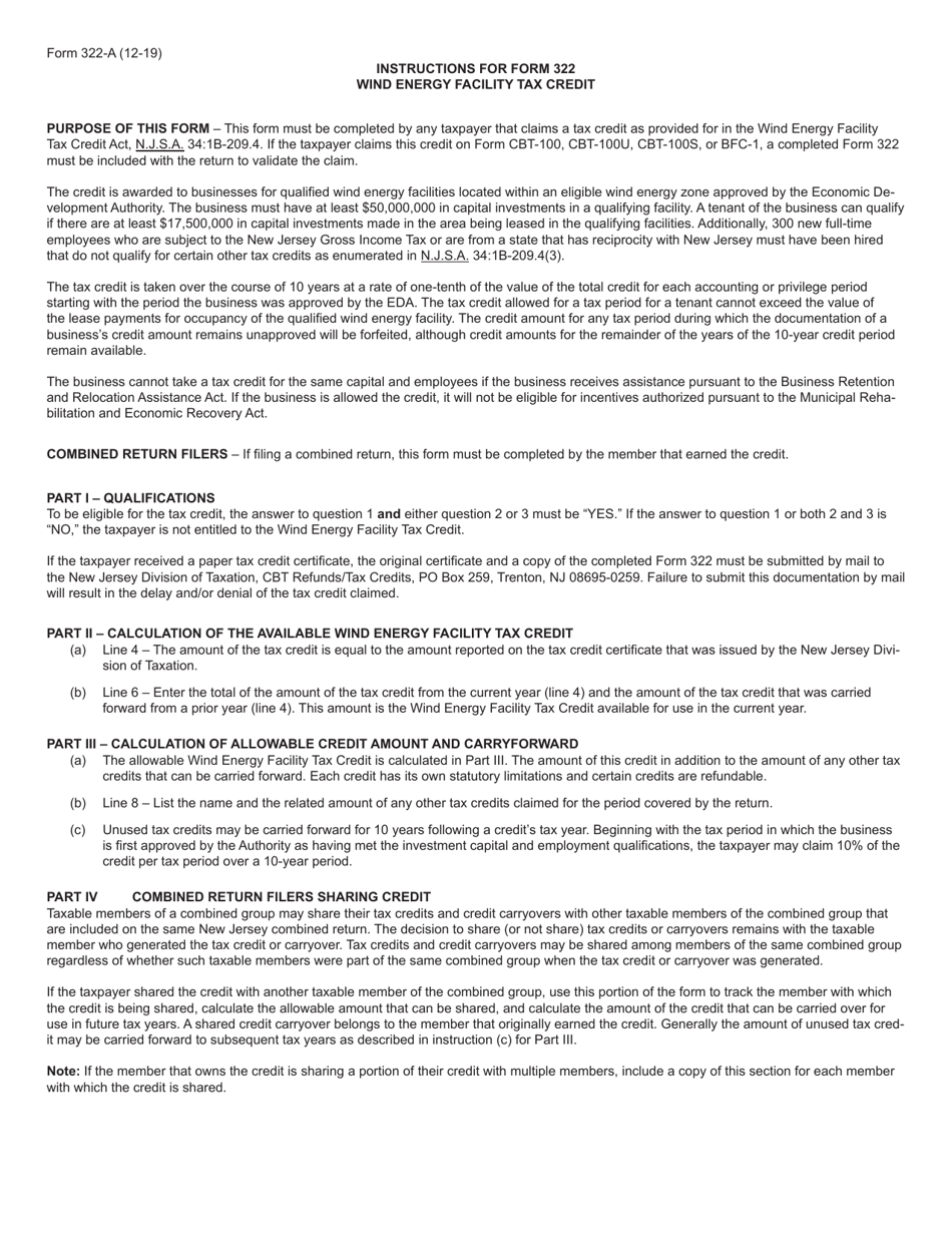 Form 322 Wind Energy Facility Tax Credit - New Jersey, Page 3