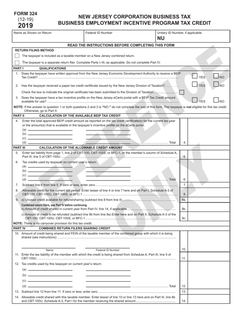 Form 324 2019 Printable Pdf