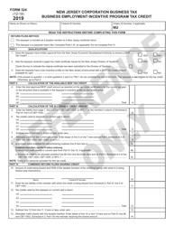 Form 324 Business Employment Incentive Program Tax Credit - New Jersey